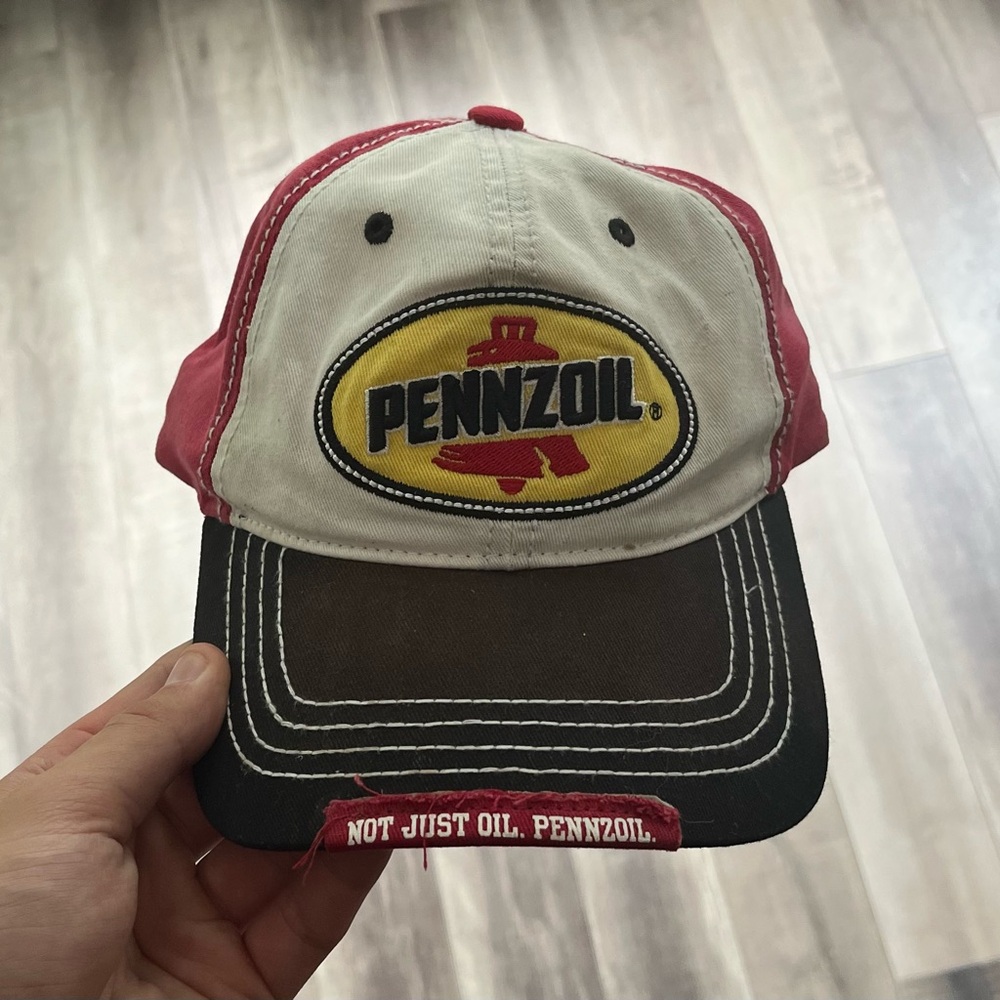 Pennzoil Snapback Hat Faded Frayed Baseball Cap Adjustable One Size